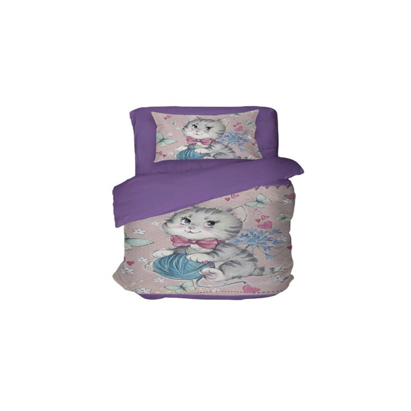 Cheerful Cat 3D Digital Print Single Duvet Cover Set | Duvet Cover And 1 Pcs Pillowcase | Bedding Set, Bedroom Decor