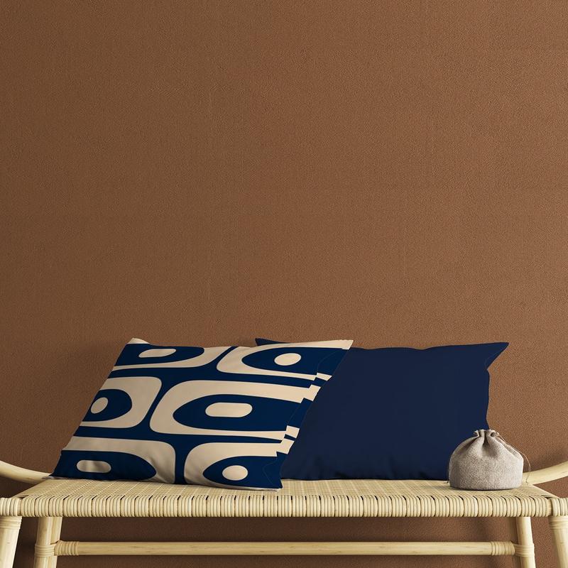 Navy Blue And Cream Abstract Patterned Double-Sided Decorative Gift Pillow Case 2 Pcs