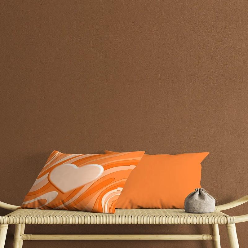 Orange Shaped Ground Cream Heart Pattern Digital Print Double-Sided Gift 2 Pcs Cushion Cover
