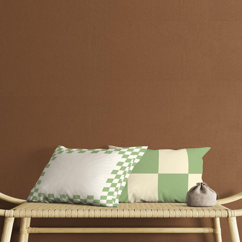 Green Checkerboard Patterned Digital Print Double-Sided Decorative Gift Pillow Case 2 Pcs