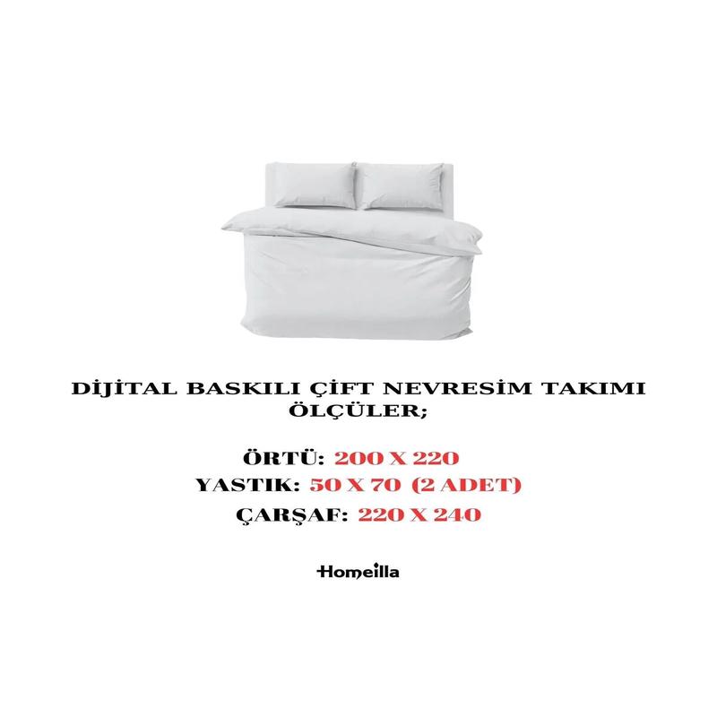 Printed Double Duvet Cover Set Without Sheets Duvet Cover and 2 Pcs Pillowcases