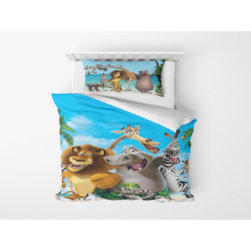 3D Digital Print Micro Satin Single Duvet Cover Set Madagascar Patterned