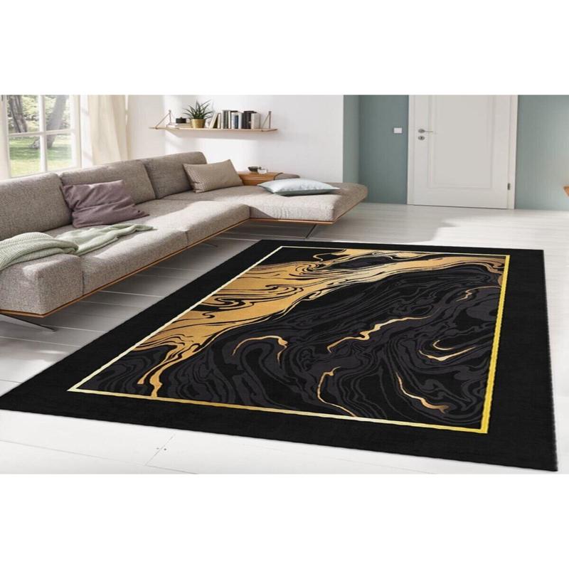 Black Marbling Patterned Digital Printed Carpet