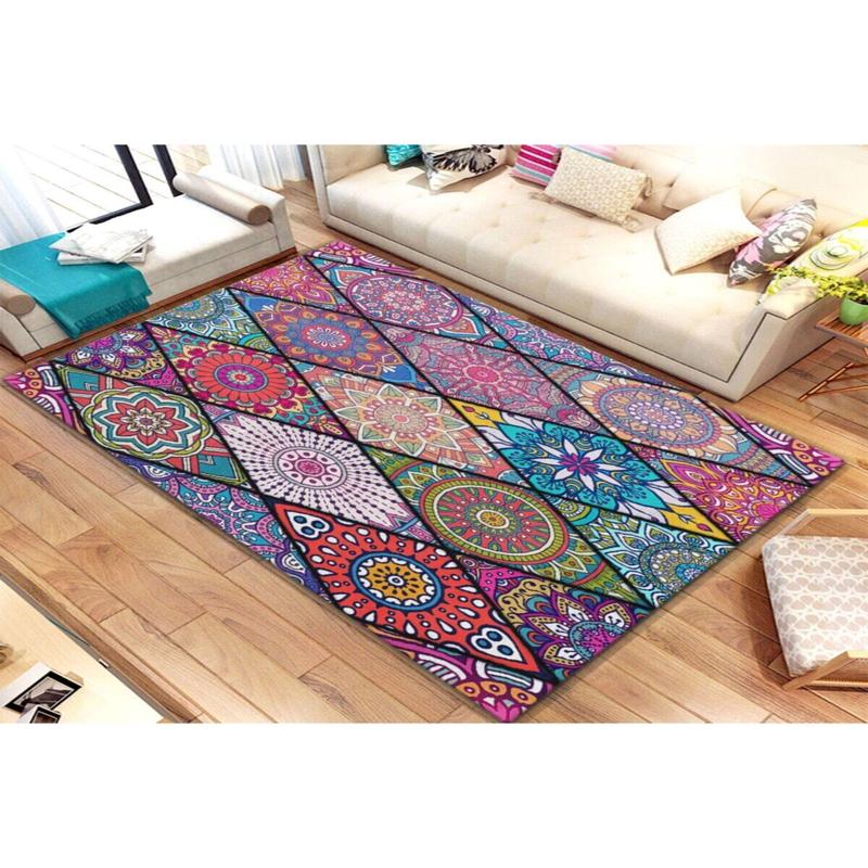 Mandala Patterned Digital Printed Carpet