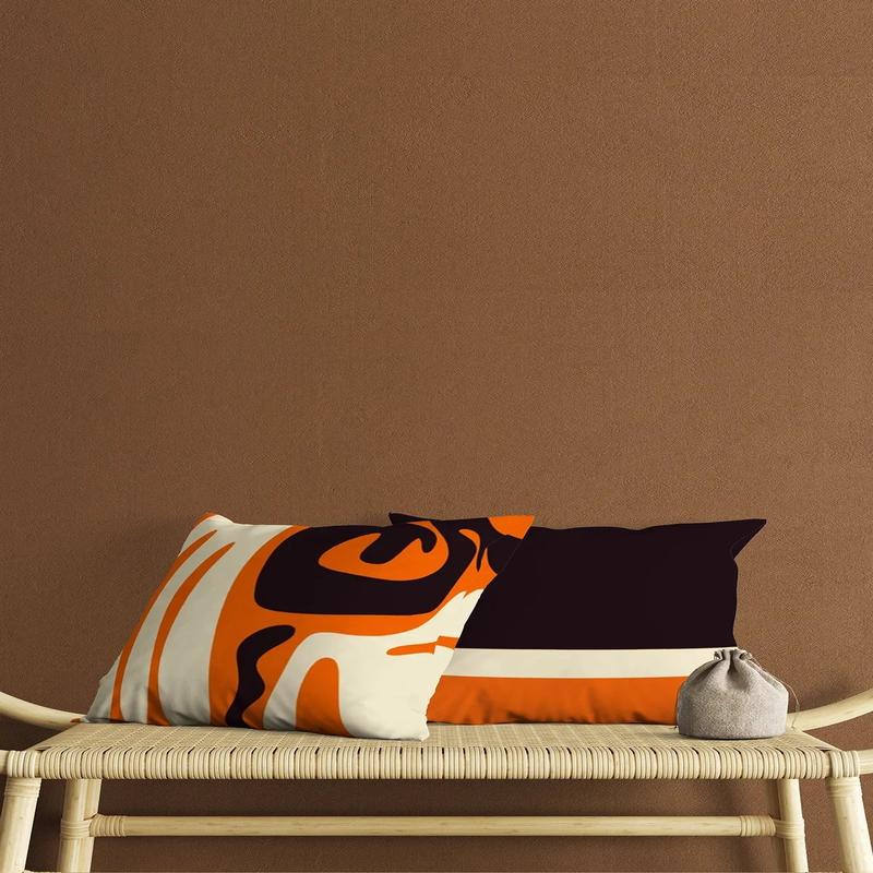 Orange And Bitter Coffee Abstract Line Patterned Digital Print Double-Sided 2 Pcs Cushion Cover