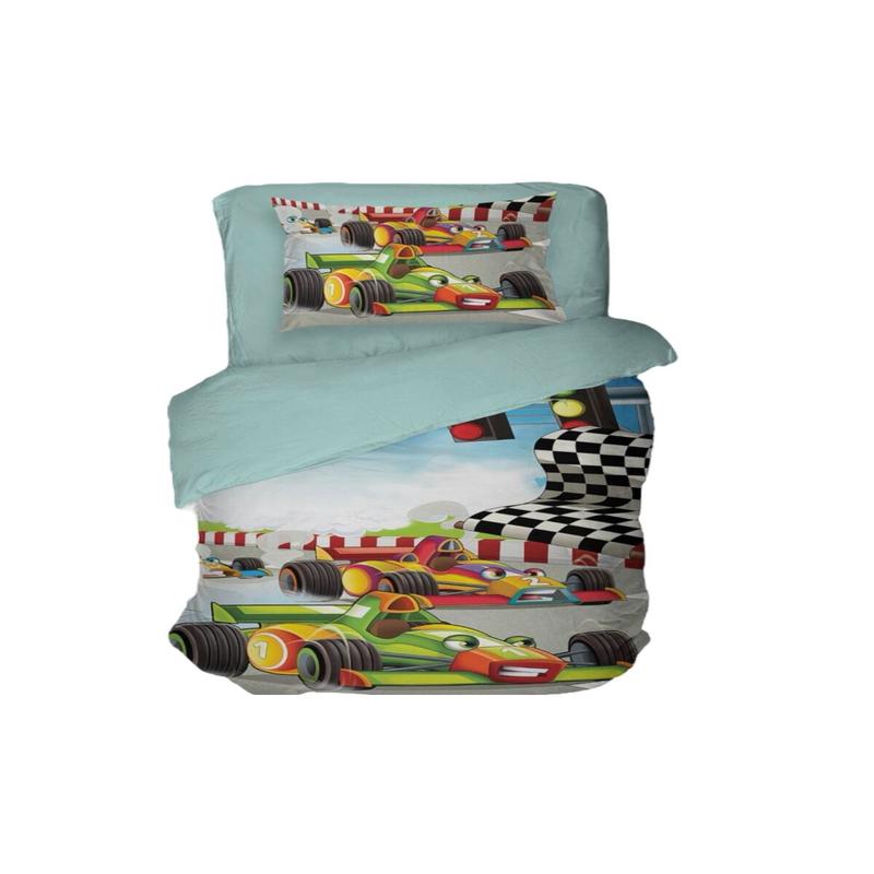 Racer 3D Digital Print Single Duvet Cover Set | Duvet Cover And 1 Pillowcase