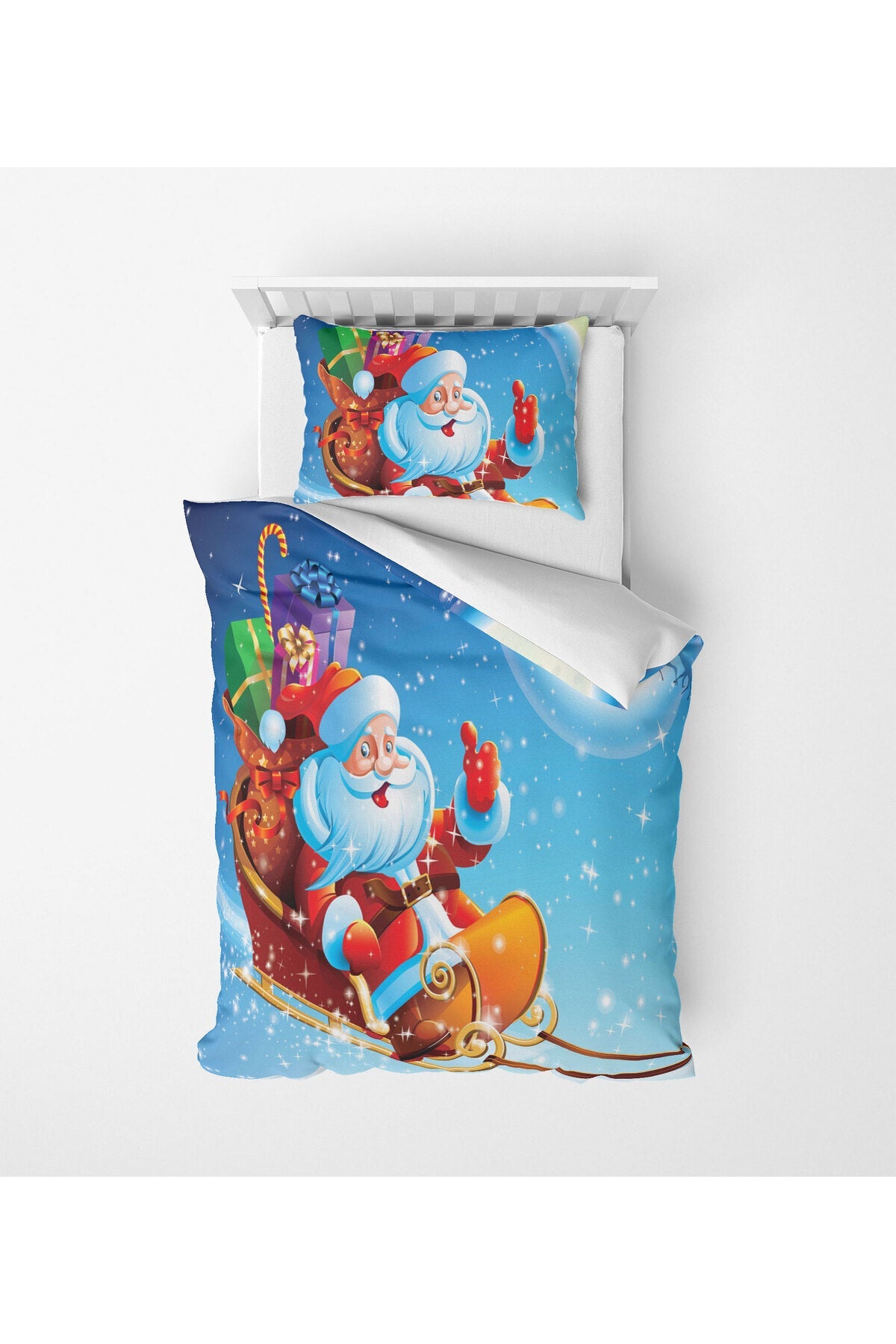 3D Christmas Themed Digital Print Micro Satin Single Duvet Cover Set Santa Claus Bedding Set, Bedroom Decor