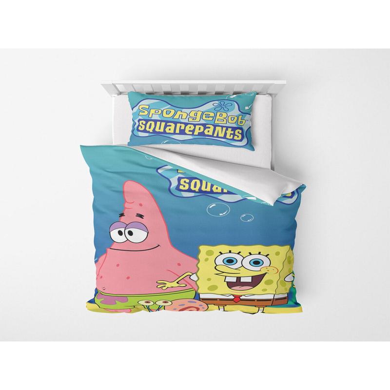 3D Digital Print Micro Satin Single Duvet Cover Set Spongebob 2 Patterned