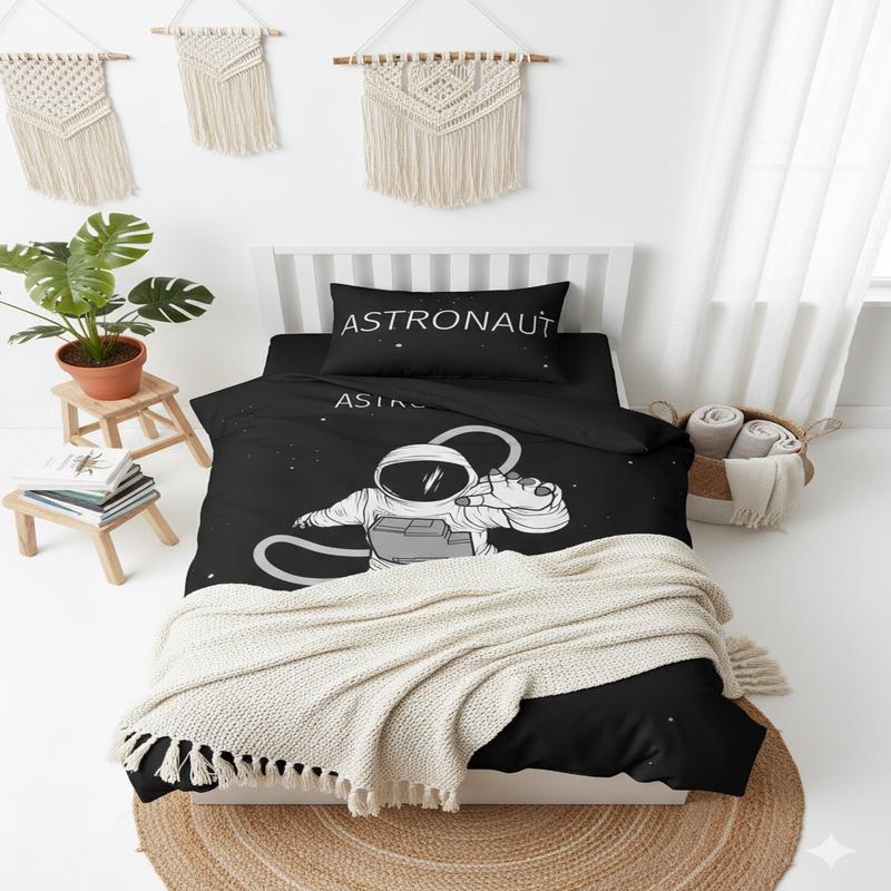 Astronaut 3D Digital Print Single Duvet Cover Set | Duvet Cover And 1 Pcs Pillowcase | Bedding Set, Bedroom Decor
