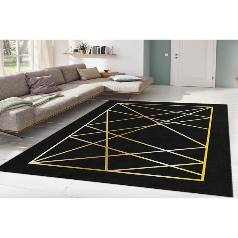 BlackGold Stripe Detailed Digital Printed Carpet