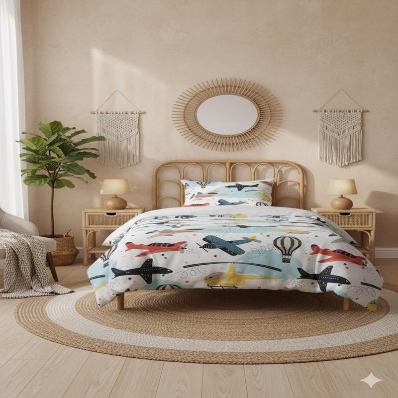 Plane 3D Digital Printing Single Duvet Cover Set | Duvet Cover And 1 Pcs Pillowcase | Bedding Set, Bedroom Decor