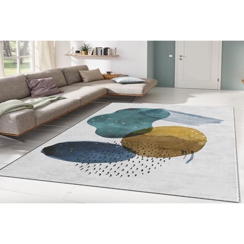 GreenYellow Abstract Drawing Digital Printed Carpet