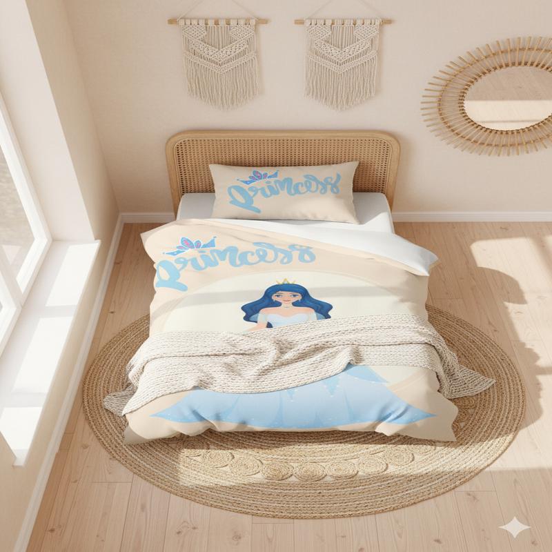 3D Digital Print Micro Satin Single Duvet Cover Set Princess Patterned | Bedding Set, Bedroom Decor