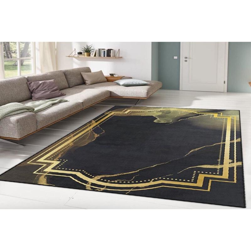 Black Gold Detailed Digital Printed Carpet