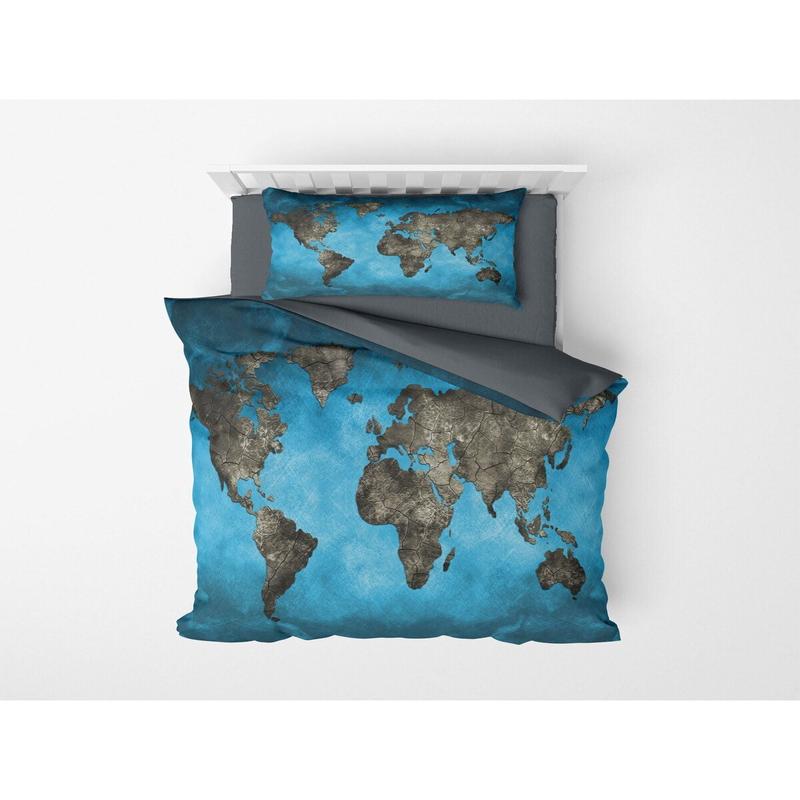 Map 3D Digital Printing Single Duvet Cover Set | Duvet Cover And 1 Pcs Pillowcase | Bedding Set, Bedroom Decor