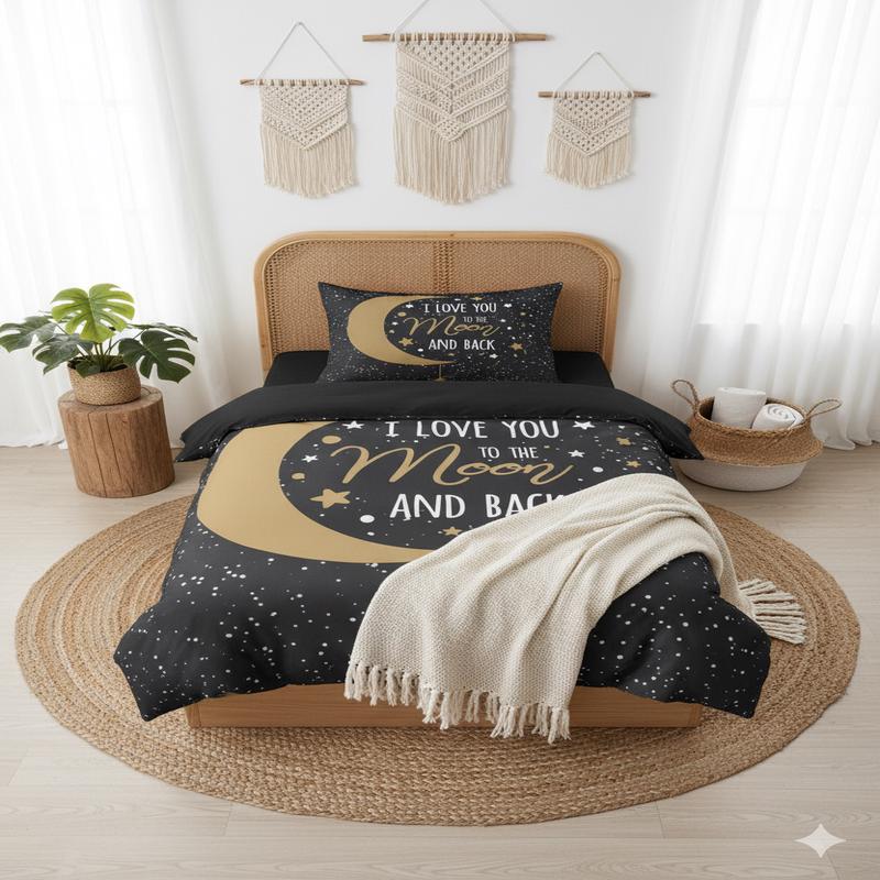 Moon 3D Digital Printing Single Duvet Cover Set | Duvet Cover And 1 Pcs Pillowcase | Bedding Set, Bedroom Decor