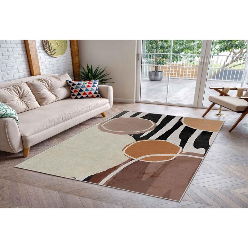 Machine Washable - Non Slip Based Stain Resistant Living Room Rug