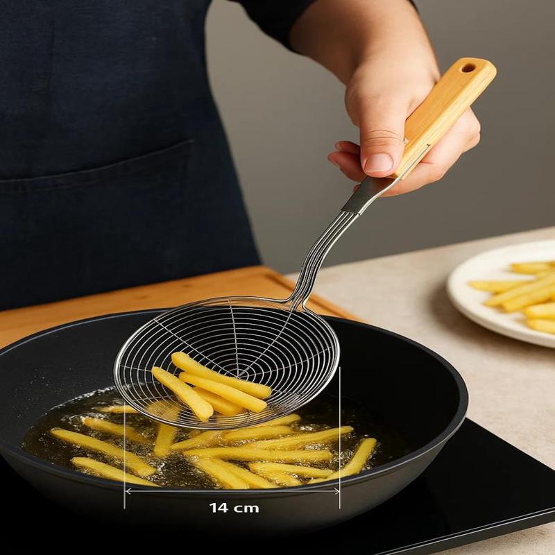 Bambum Ladle - Bamboo Handle Wire Colander 14Cm