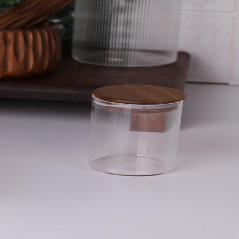 Atby Acacia Glass Spice Jar With Lid