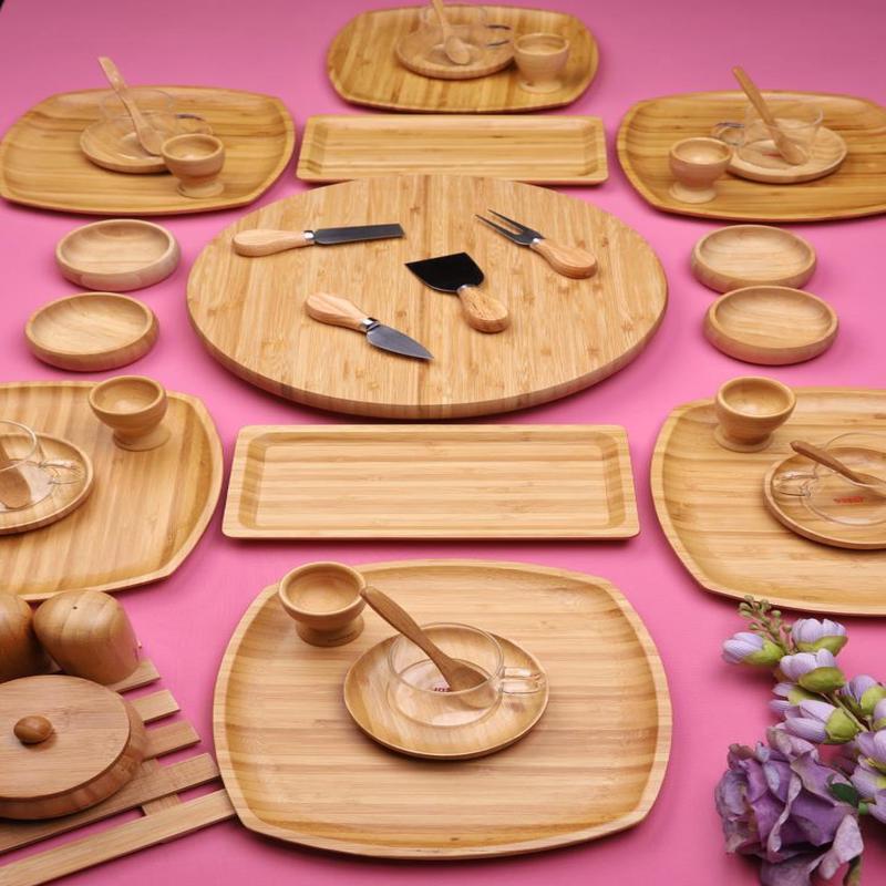 Atbyhome Bambu Vista 6 Person 47 Piece Natural Bamboo Breakfast Set - Breakfast Set Presentation Set