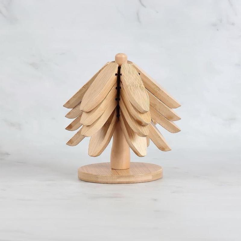 Bamboo Wood Trivet With Mien Stand