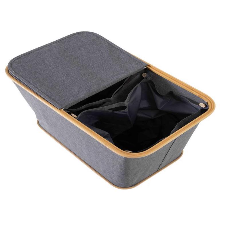 Mien Bamboo Edged Fabric Foldable 150 Lt Laundry Basket 57X37X70