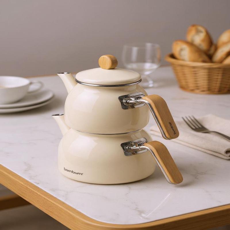 Sultan - Bamboo Handle Teapot Set Cream