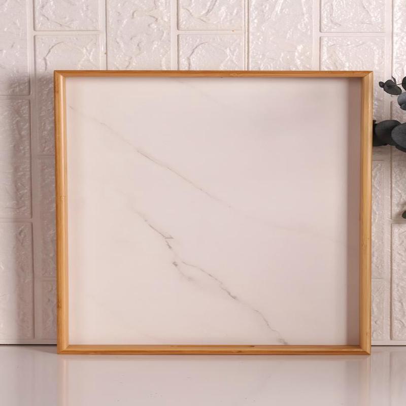 Bambum Marbella - Marble Patterned Tray White Large