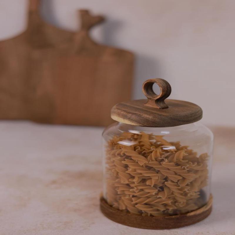 Mien Ring Acacia Lid Glass Jar