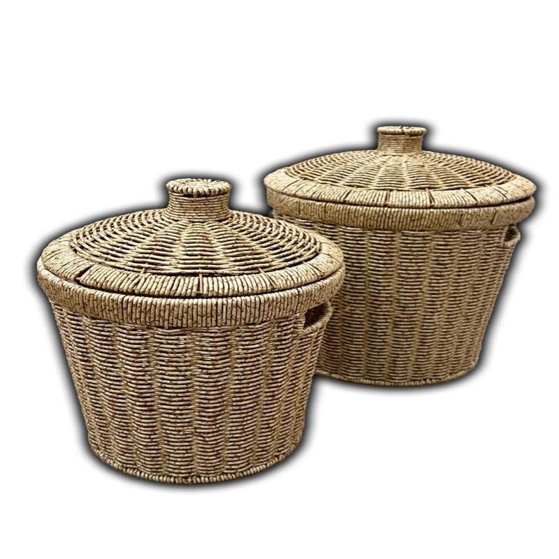 Rattan Conical Basket With Lid For 2