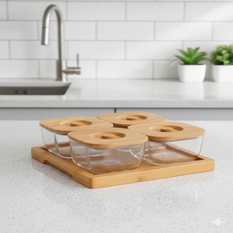 Bambum Krosna - 9 Piece Glass Breakfast Set