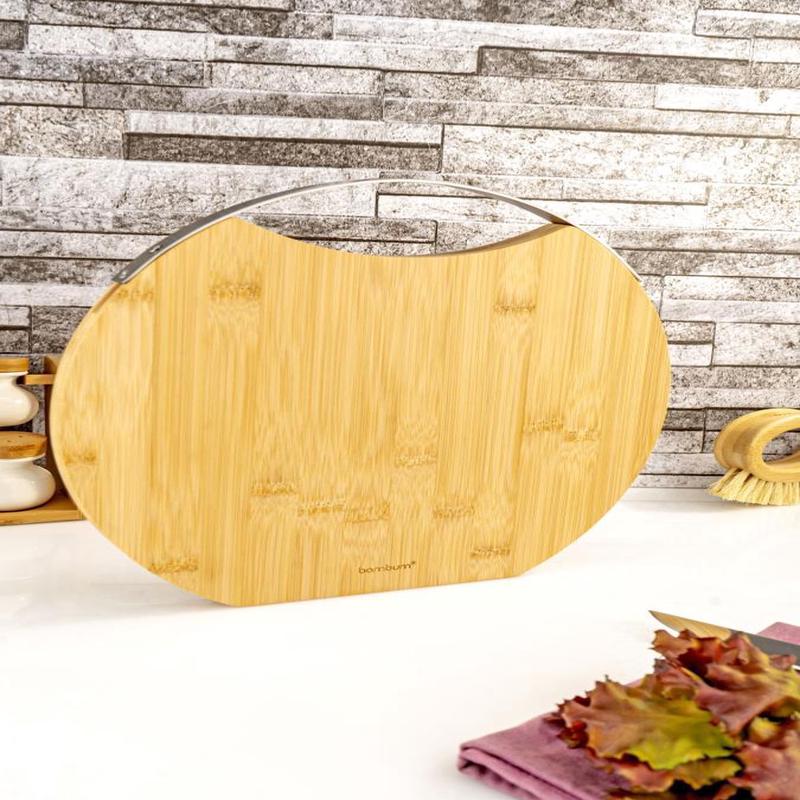 Zoe - Round Cutting Board With Steel Handle, Large
