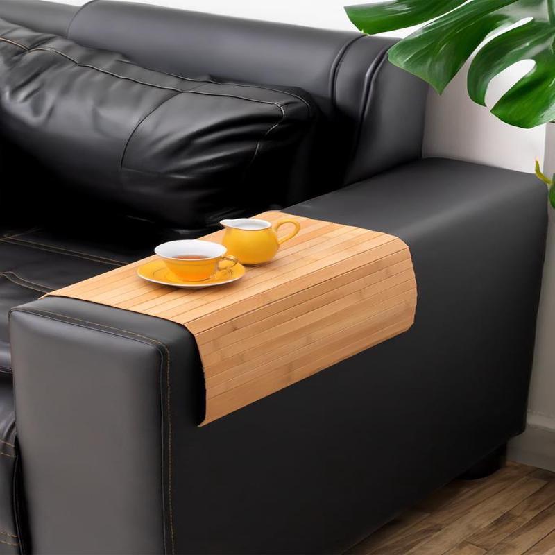 Bamboo Sofa Mat Wooden Sofa Armchair Side Table Coffee Table Side Table Sofa Folding Tray 45X70
