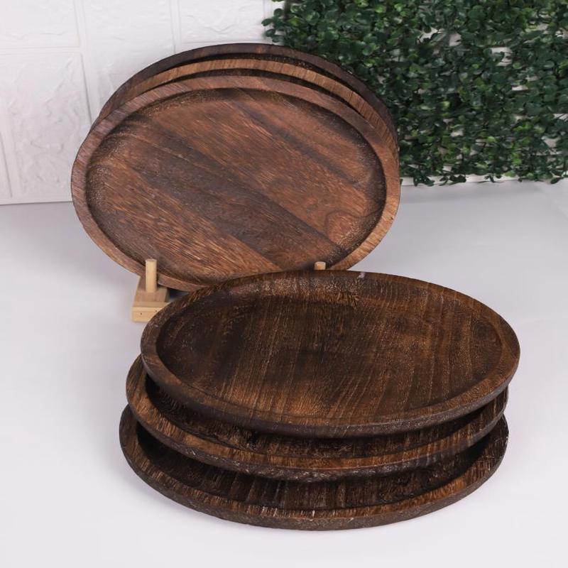 Bambum Patrin Natural Wooden Round Small Plate Set Of 6 25X2 Cm