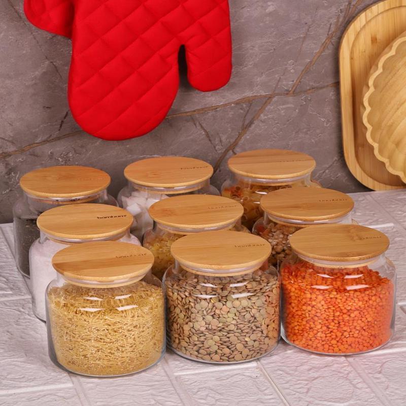 Zone - 9-Pack Glass Storage Container 600Ml With Vacuum Bamboo Lid