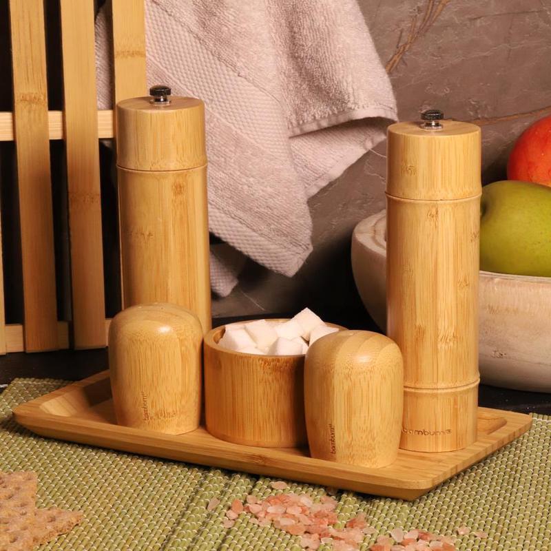 Atbyhome Stand Salt Pepper Shaker Grinder Mill Set Large 6 Piece