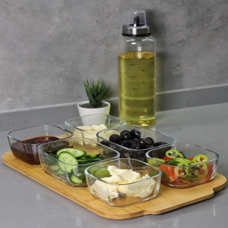 Bamboo 13 Piece Tray Vacuum Lid Glass Breakfast Storage Container