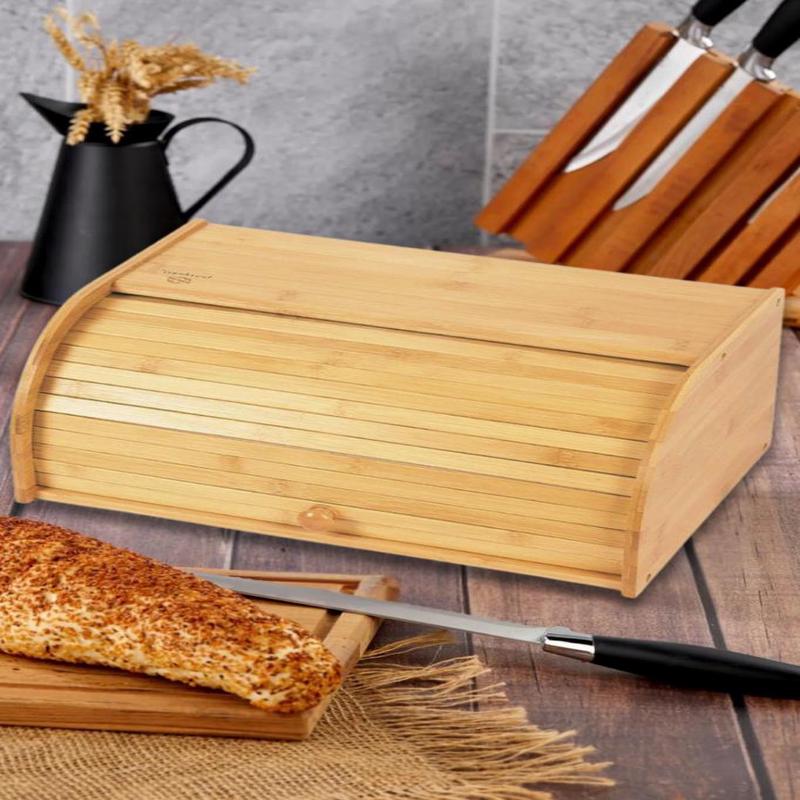 Bamboo Bread Bin Bread Storage Box With Sliding Lid