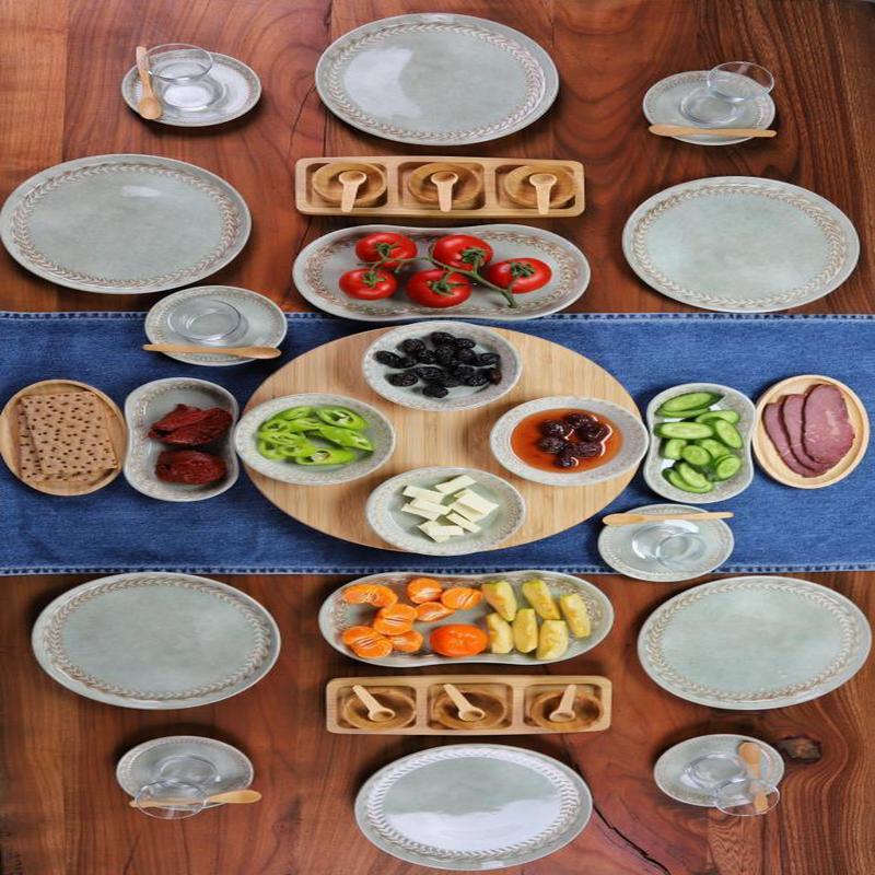 Bambum 49 Piece Daisy Porcelain Breakfast Set For 6 People - Luxury Breakfast Serving Set