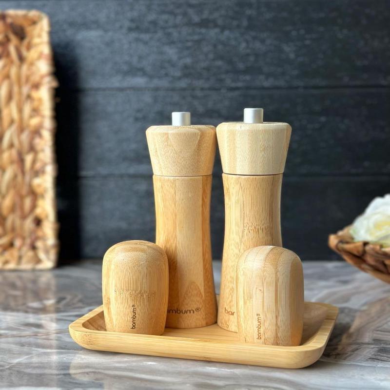 Bambum - Verdure Plate Salt Pepper Shaker Grinder Set 5 Pieces
