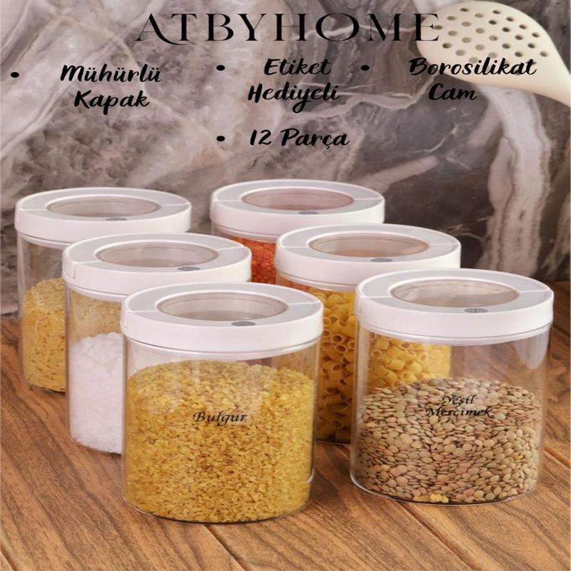 Lengo 6-Pack 1200 Ml Vacuum Sealed Borosilicate Glass Food Storage Jar