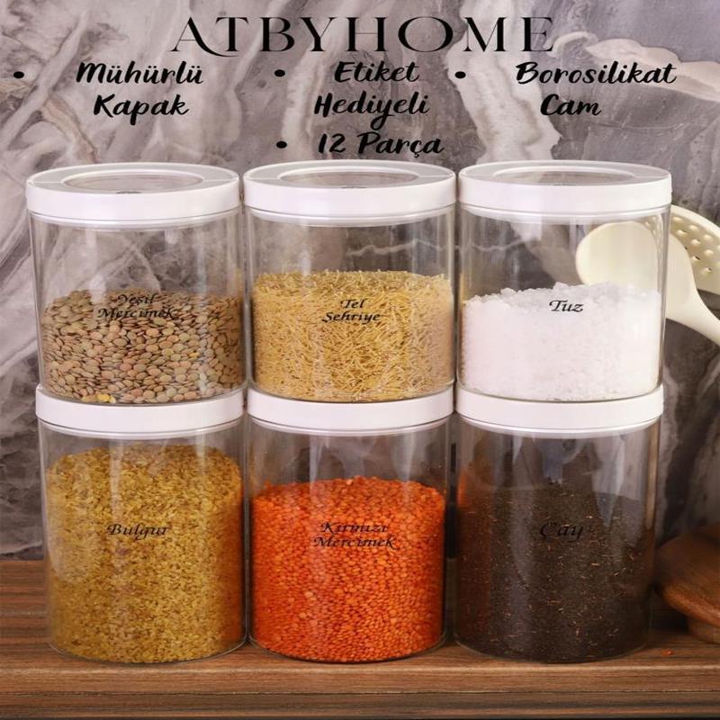 Lengo 6-Pack 1600 Ml Vacuum Sealed Borosilicate Glass Food Storage Jar