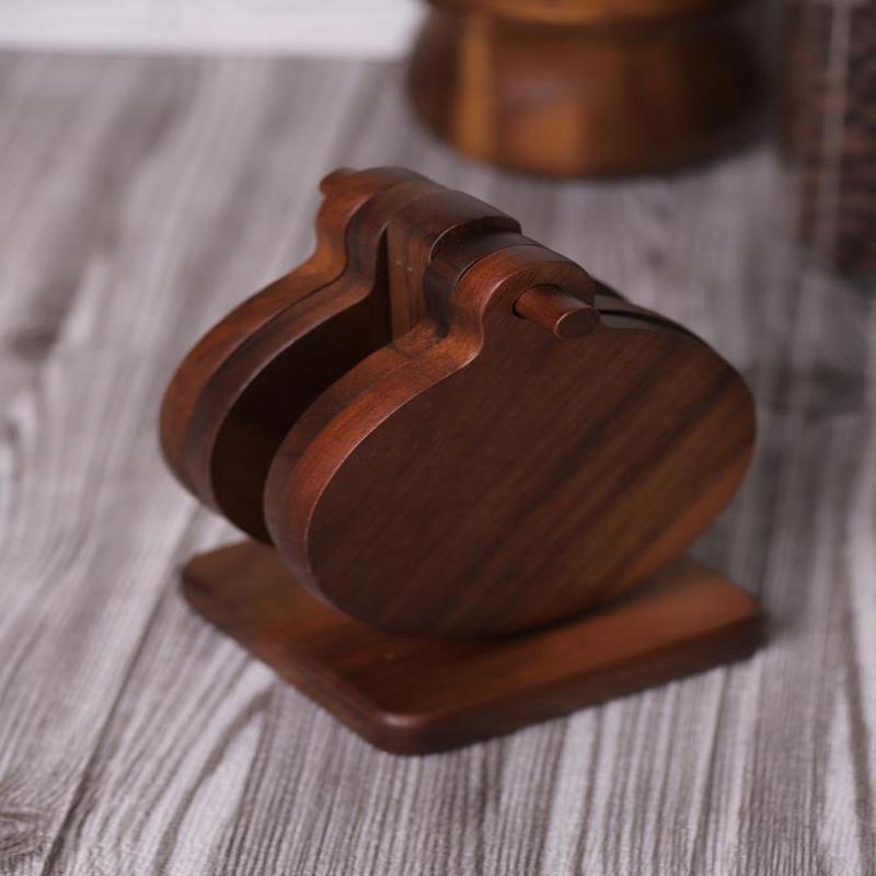 Mien Acacia Coaster Set With Stand