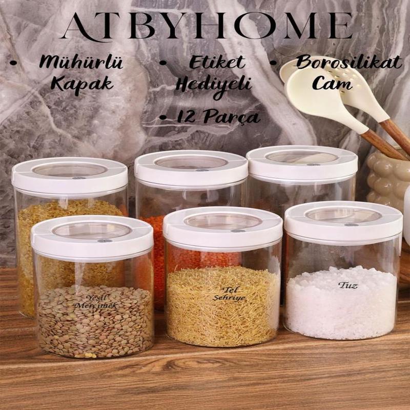 Lengo 6-Pack 1200-1600 Ml Sealed Vacuum Borosilicate Glass Food Storage Jar