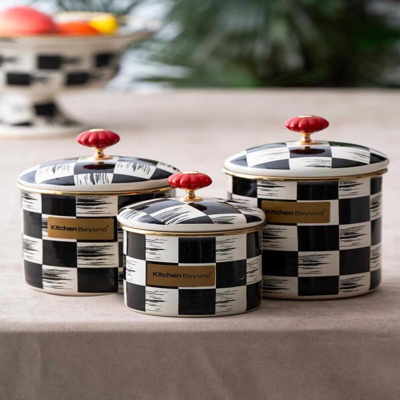 Acar 3 Piece Qualita King Enamel 3 Piece Jar Set Large Stainless Steel