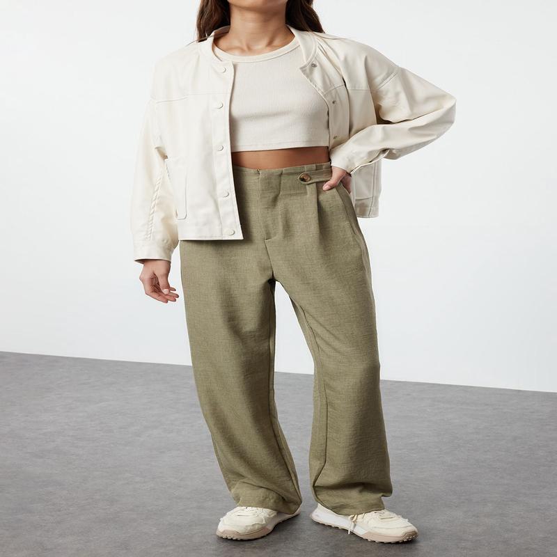 Women's Straight Wide Leg High Waist Trousers
