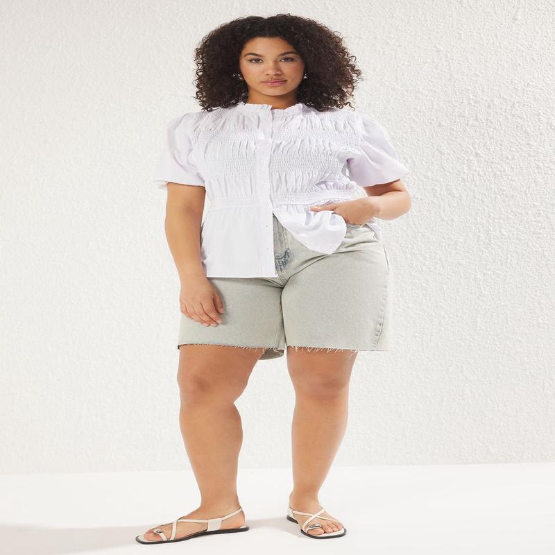 Curve Women's Plain Short Regular Plus Size Shirt