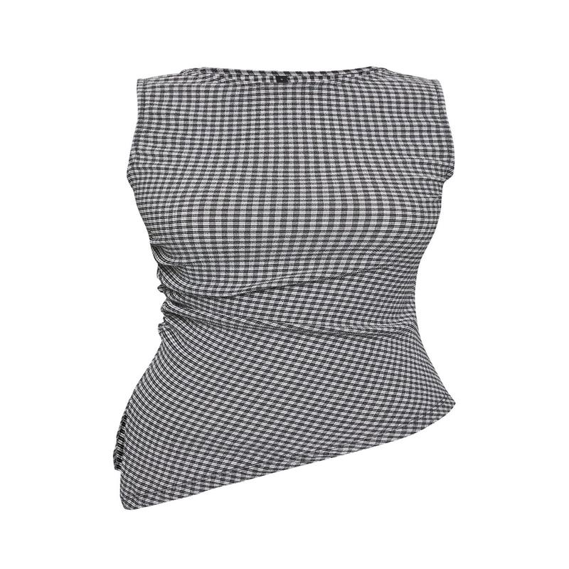 Women's Plaid / Checkered Sleeveless Slim Blouse