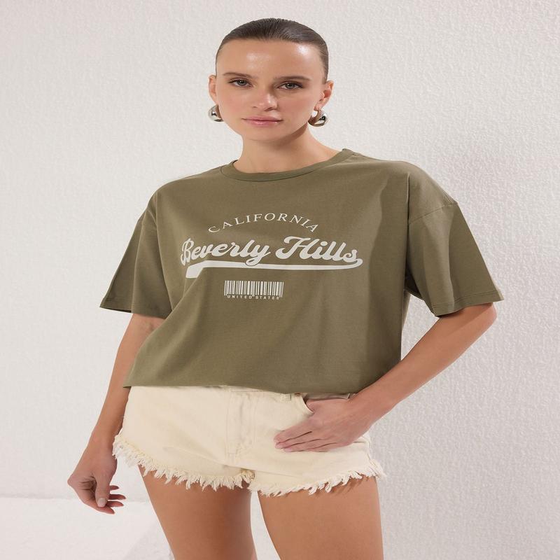 Women's Slogan Short Oversized T-Shirt