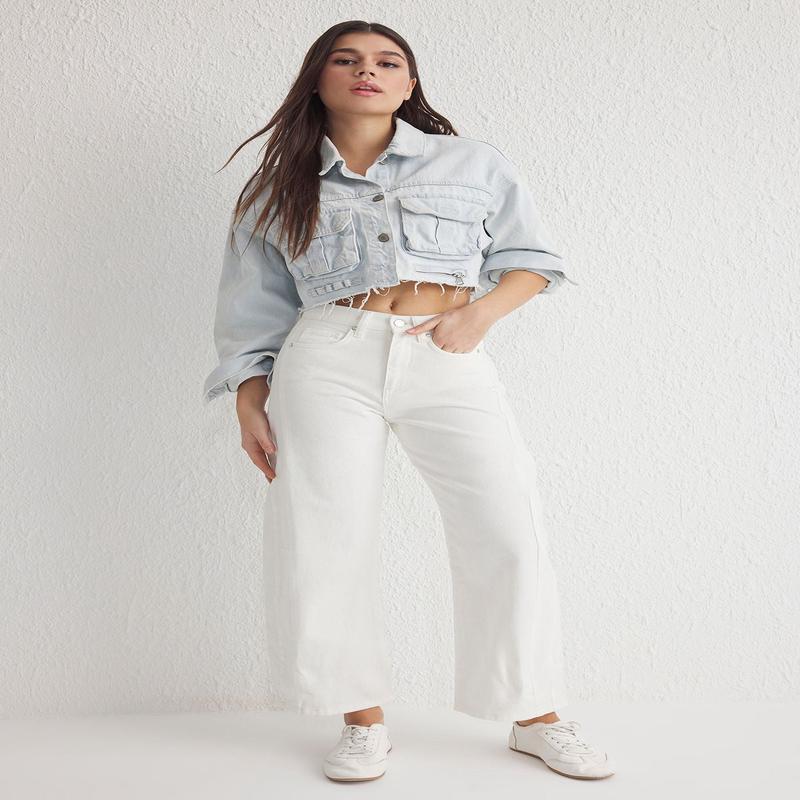 Women's Plain Barrel High Waist Jeans